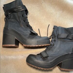 Converse Black Heeled Boots with Rugged Sole